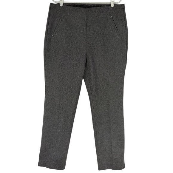 Chicos Women's Pull-on Elastic Waist Faux Pockets Pin Print Black/Gray Pants 14R - Picture 1 of 10